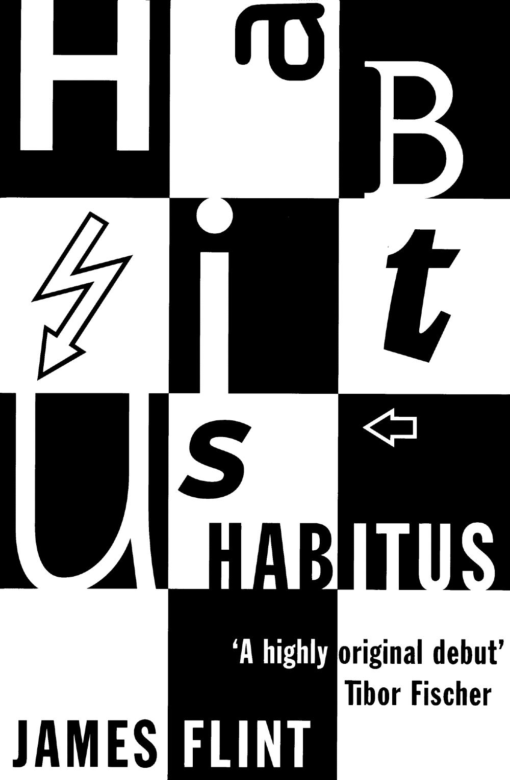 The cover of 'Habitus' bu James Flint. The word 'Habitus' is in different black-and-white boxes on the front of the book.